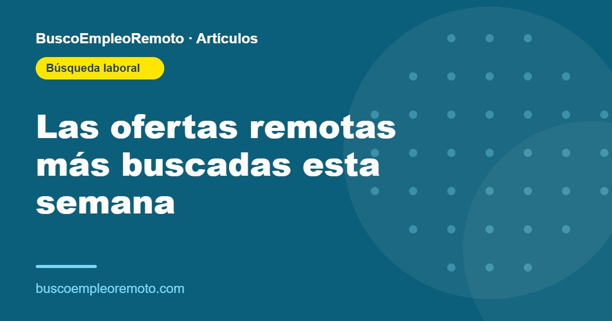 Portada: Las ofertas remotas más buscadas esta semana