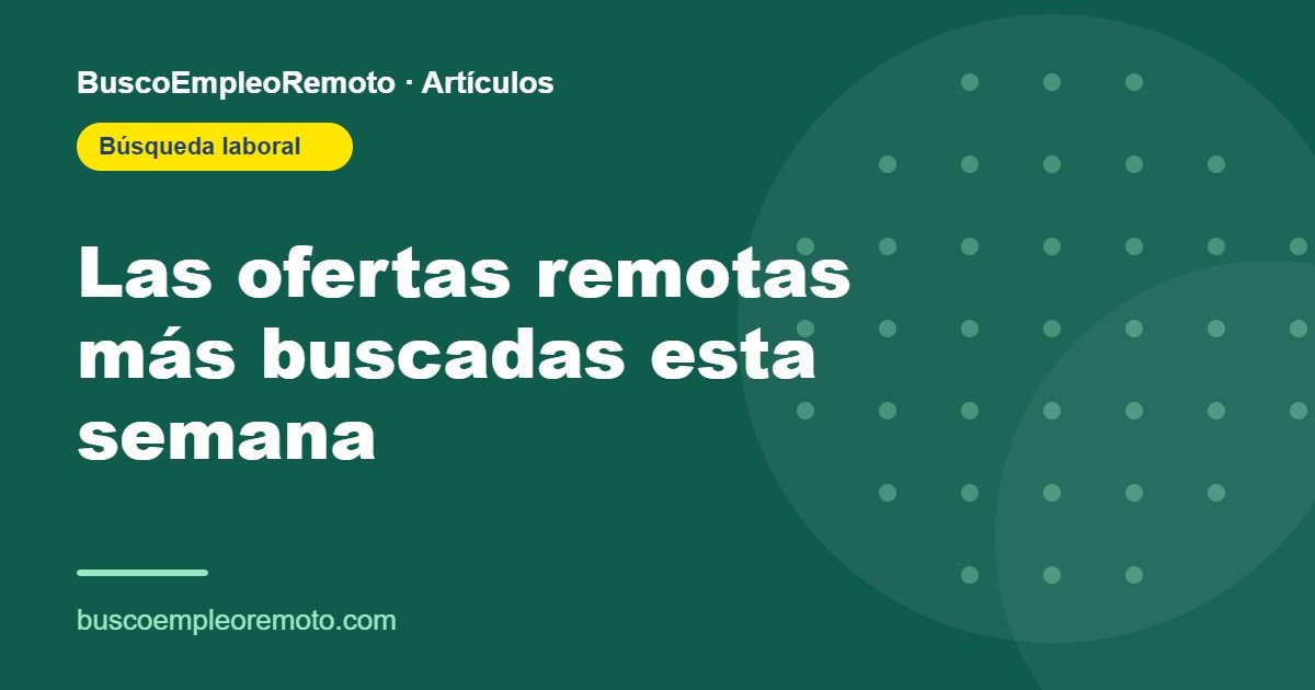 Portada: Las ofertas remotas más buscadas esta semana