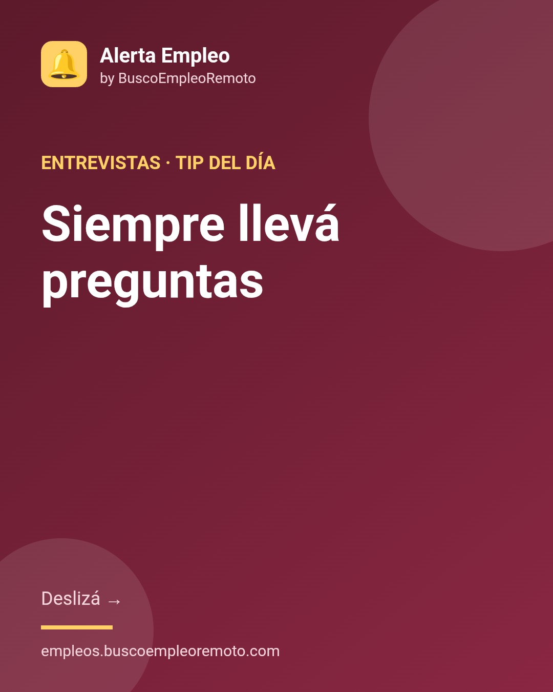 Entrevistas · Siempre llevá preguntas