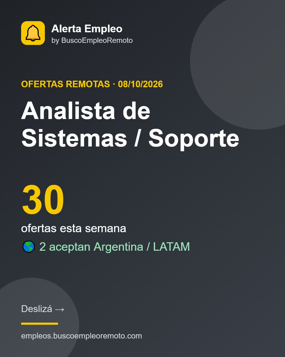 Analista de Sistemas / Soporte · 30 ofertas