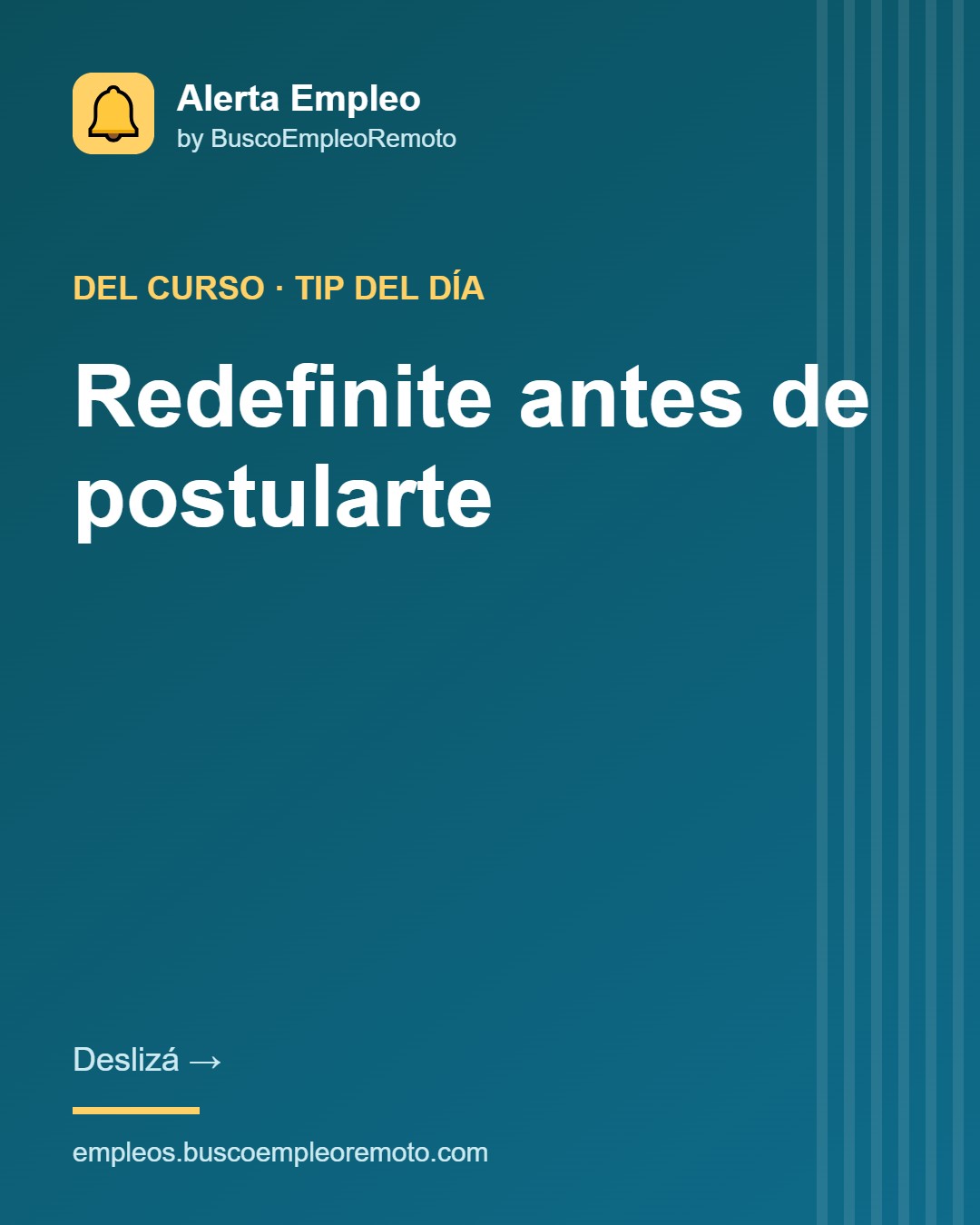 Del curso · Redefinite antes de postularte