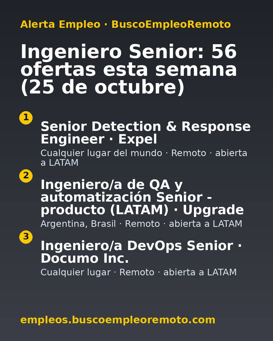 Ingeniero Senior: 56 ofertas esta semana (25 de octubre) · imagen 1 de 1